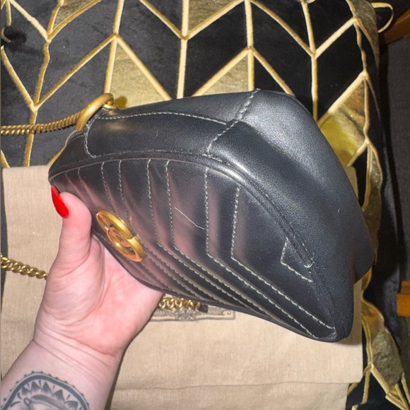 NEW Authentic Gucci Marmont Vertical Crossbody Black Leather/Gold Hardware - Picture 8 of 12